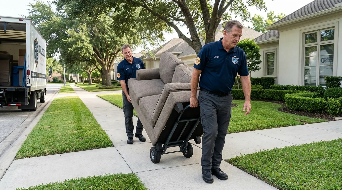 Local residential moving crew loading furniture in Fremont, CA
