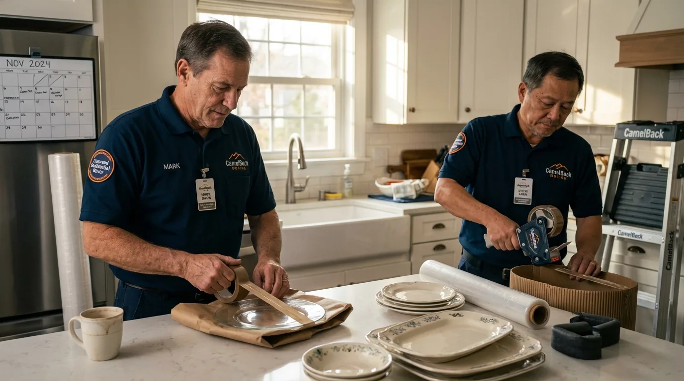 Professional crew packing kitchen dishware in Fremont, CA